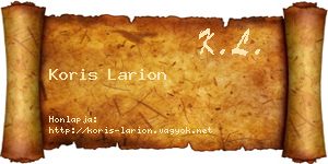 Koris Larion névjegykártya